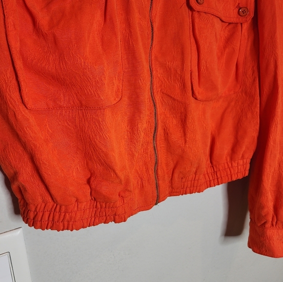 Anthropologie Cartonnier Orange Jaquard Full Zip Eisenhower Jacket Large - Picture 13 of 17
